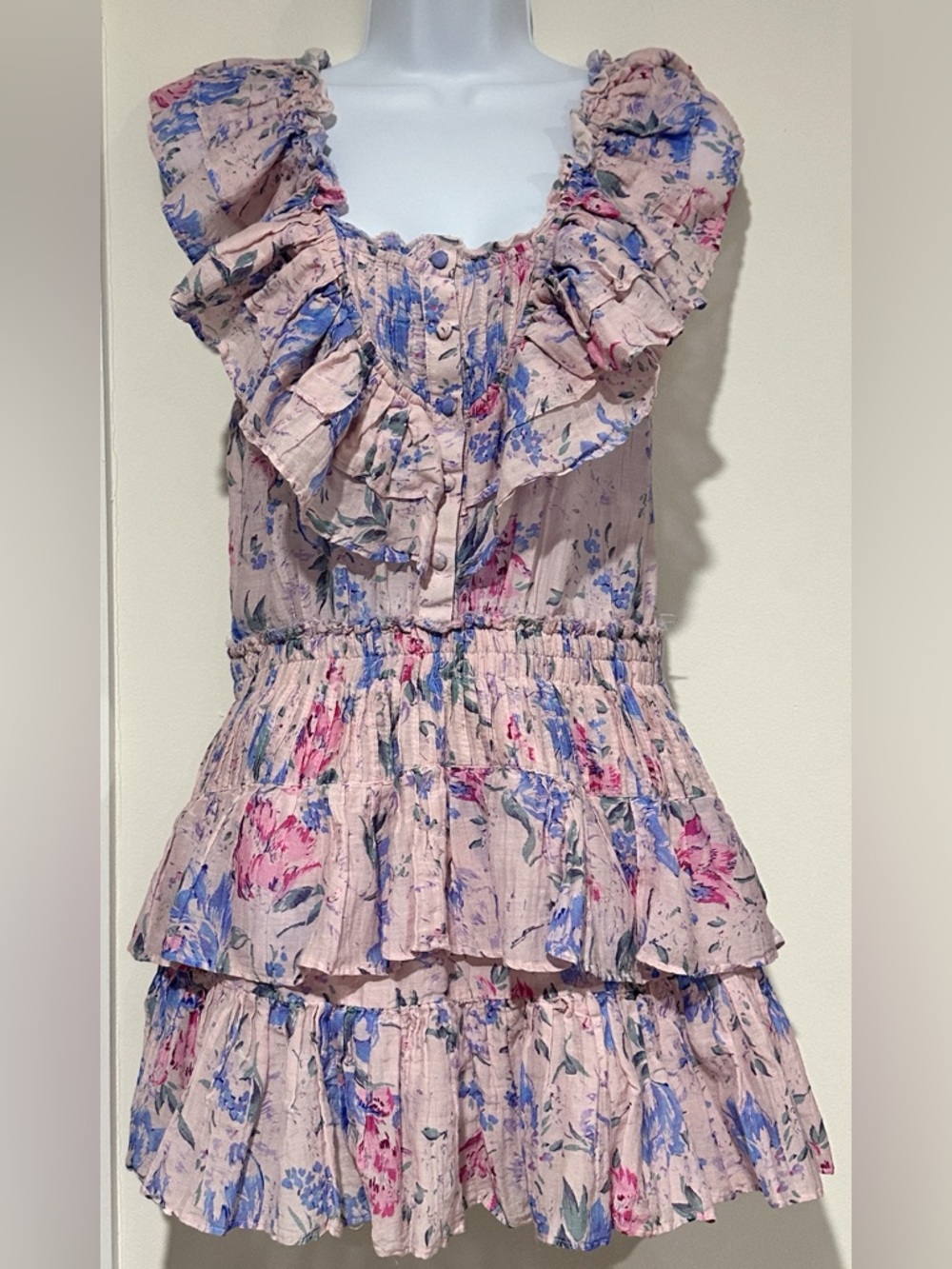 LoveShackFancy Fatima Floral Print Mini Dress